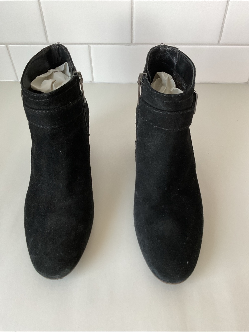 AQUATALIA Black Suede Ankle Booties with Side Buckle - Picture 3 of 13